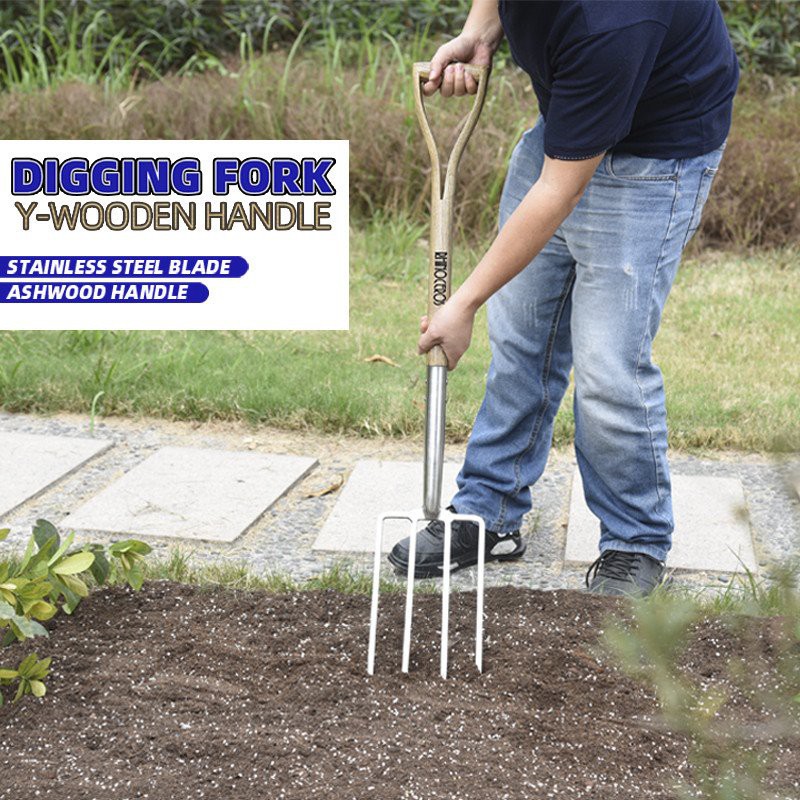 garden forks wooden handle